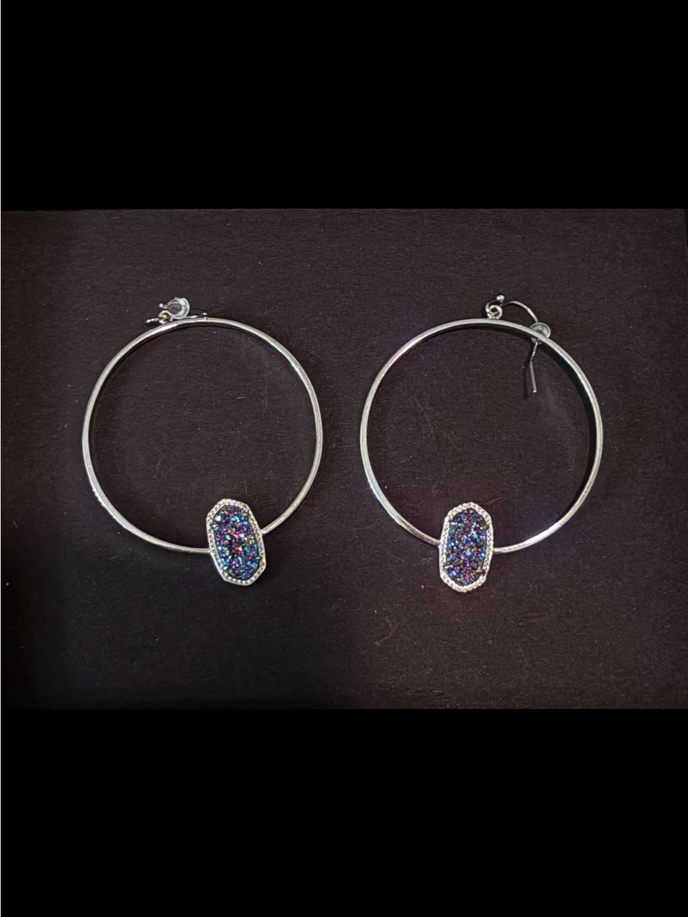 Kendra Scott Silver Hoop Earrings with Blue Multicolor Accent